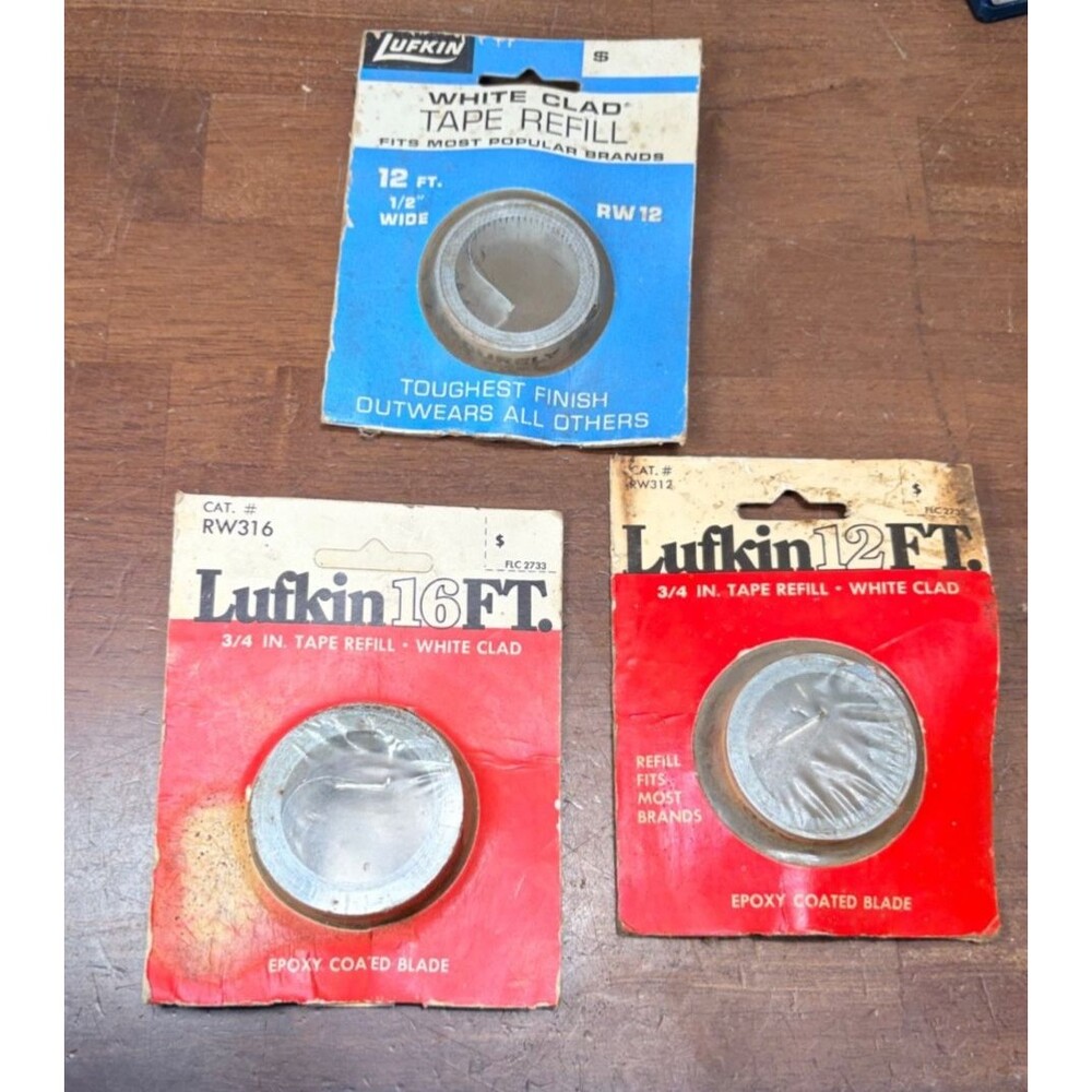 NOS Lufkin 3/4” &  1/2” 12 & 16 foot Replacement white Tape Measure Refills new